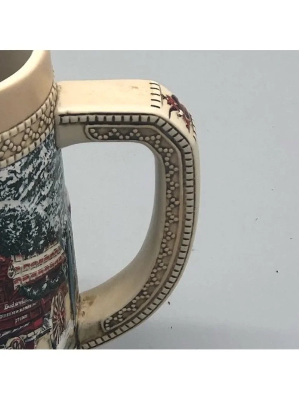 Budweiser clydesdales Christmas collector mug stine 6.5